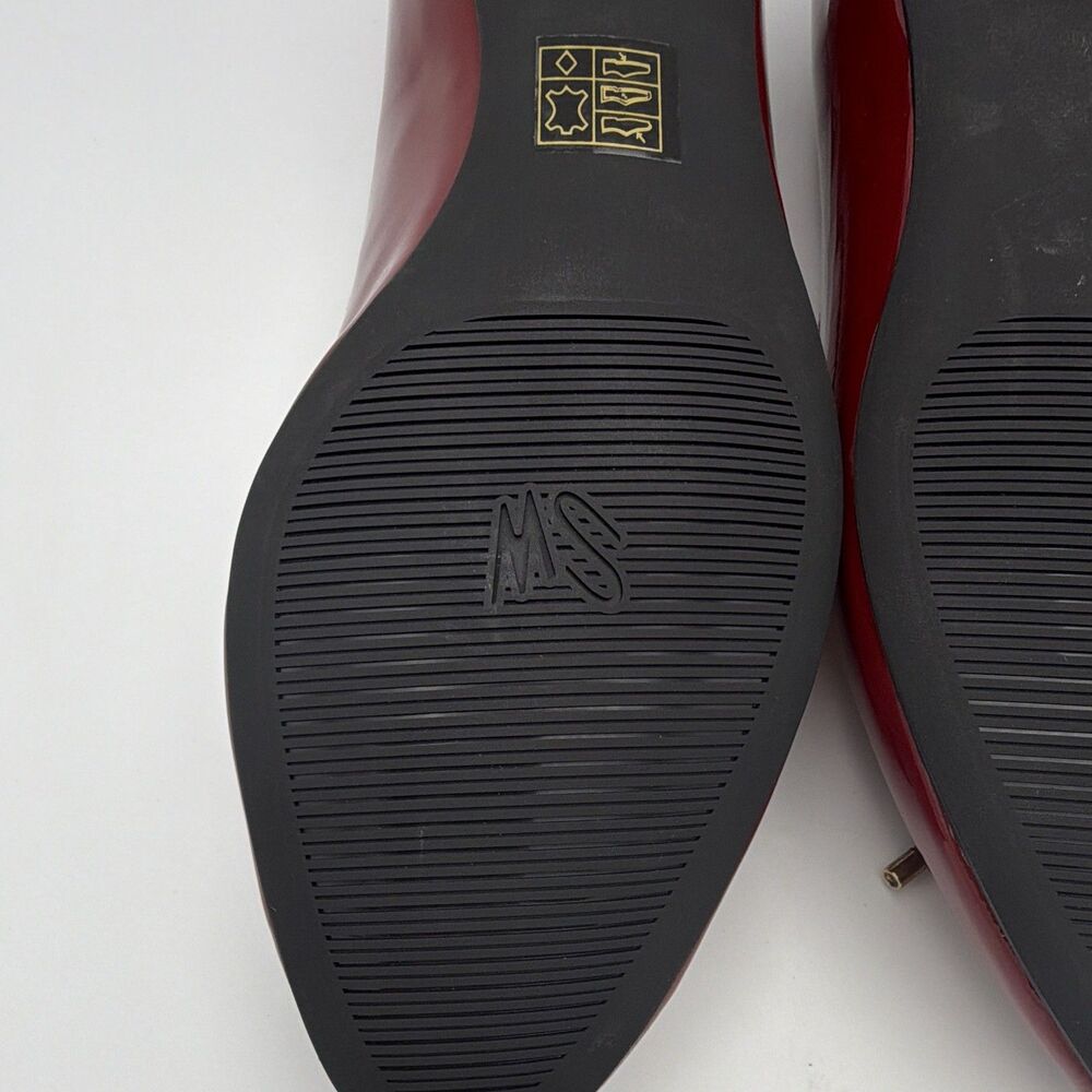 Stuart Weitzman Gabby Women's Red Patent Leather Bow Ballet Flats Round Toe 7 M - Picture 7 of 11